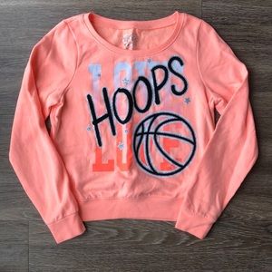 Justice Neon Orange Basketball “Hoops” Sweatshirt